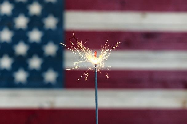 Flag and Sparkler Independence Day